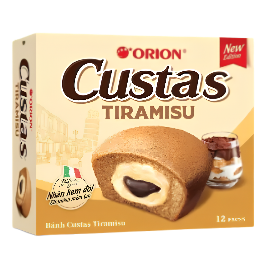 Orion Custas Tiramisu Cream Soft Cake 282,6g/ Orion Custas mīkstā kūciņa ar tiramisu pildījumu 282,6g ORION