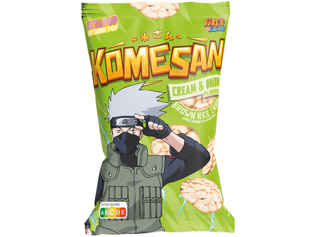 KOMESAN Brown Rice Chips Cream &amp; Onion/ KOMESAN brūno rīsu čipsi Krējums un Sīpoli