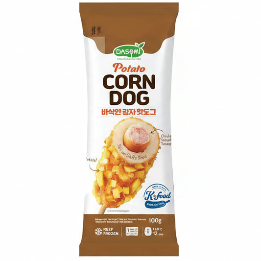 DASOMI Korean Potato Corn Dog 100g × 2/ DASOMI korejiešu kartupeļu–kukurūzas hotdogs 100 g × 2