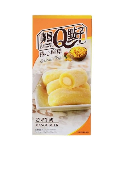 Q-Brand Mochi Roll Mango Milk 150g/ Q zīmola Mochi Roll Mango piens 150g