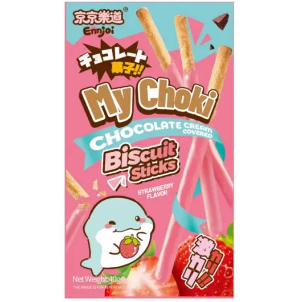 Ennjoi Strawberry Cream Biscuit Sticks 40g/ Ennjoi cepumu standziņas ar zemeņu krēma garšu 40 g