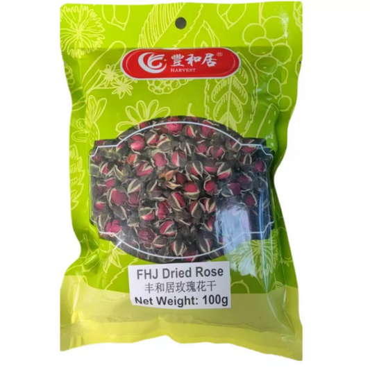 FHJ Dried Rose 100g Green package of FHJ Dried Rose with visible brand logo on a white background