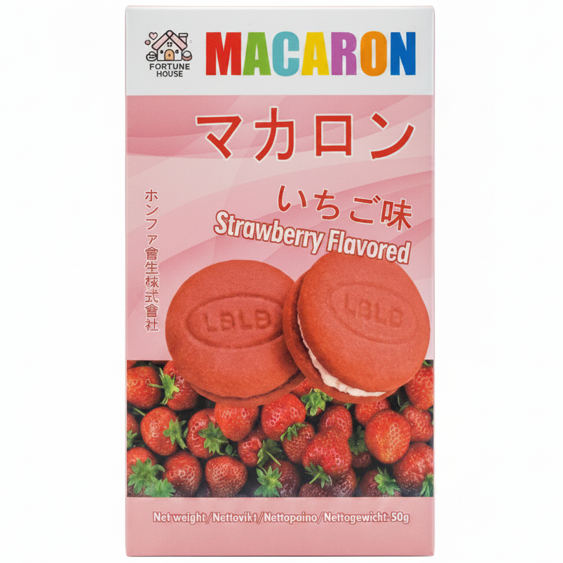 FORTUNE HOUSE Macaron Strawberry Flavour 50g / FORTUNE HOUSE makarūni ar zemeņu garšu 50g