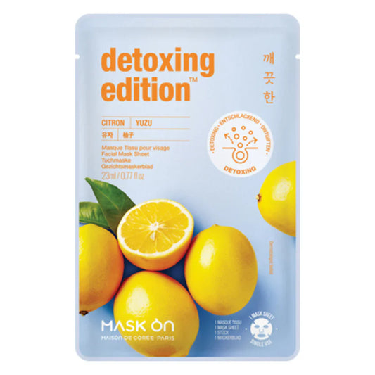 Sejas maskas lapa ar Yuzu Detoxing maskas loksni