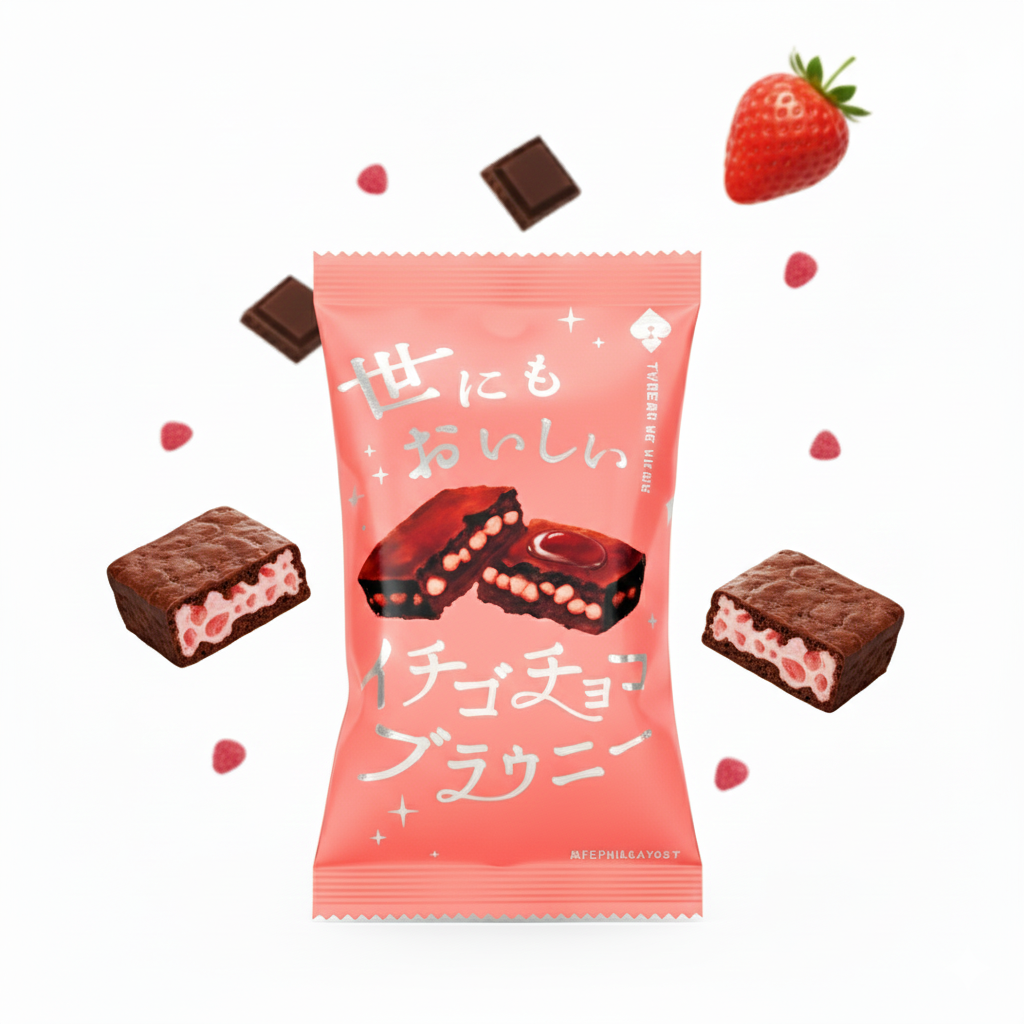 Strawberry Chocolate Brownie 35g/ Zemeņu šokolādes braunijs 35 g Oishii Asian Mart