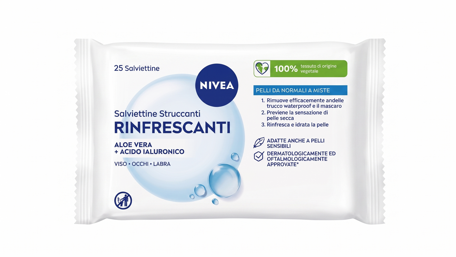 NIVEA Normal Skin Makeup Cleansing Wipes 25 Pcs/ NIVEA kosmētikas noņemšanas salvetes normālai ādai, 25 gab. Oishii Asian Mart