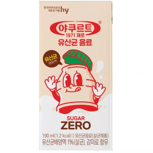 HY Zero Sugar Yakult 190ml/ HY bezcukura Jakulta dzēriens 190 ml