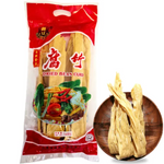 JIN YING Dried Soybean Curd Slice 200g/ JIN YING kaltētas sojas biezpiena šķēlītes 200 g Dried bean curd package with a close-up of dried bean curd on a wooden plate.