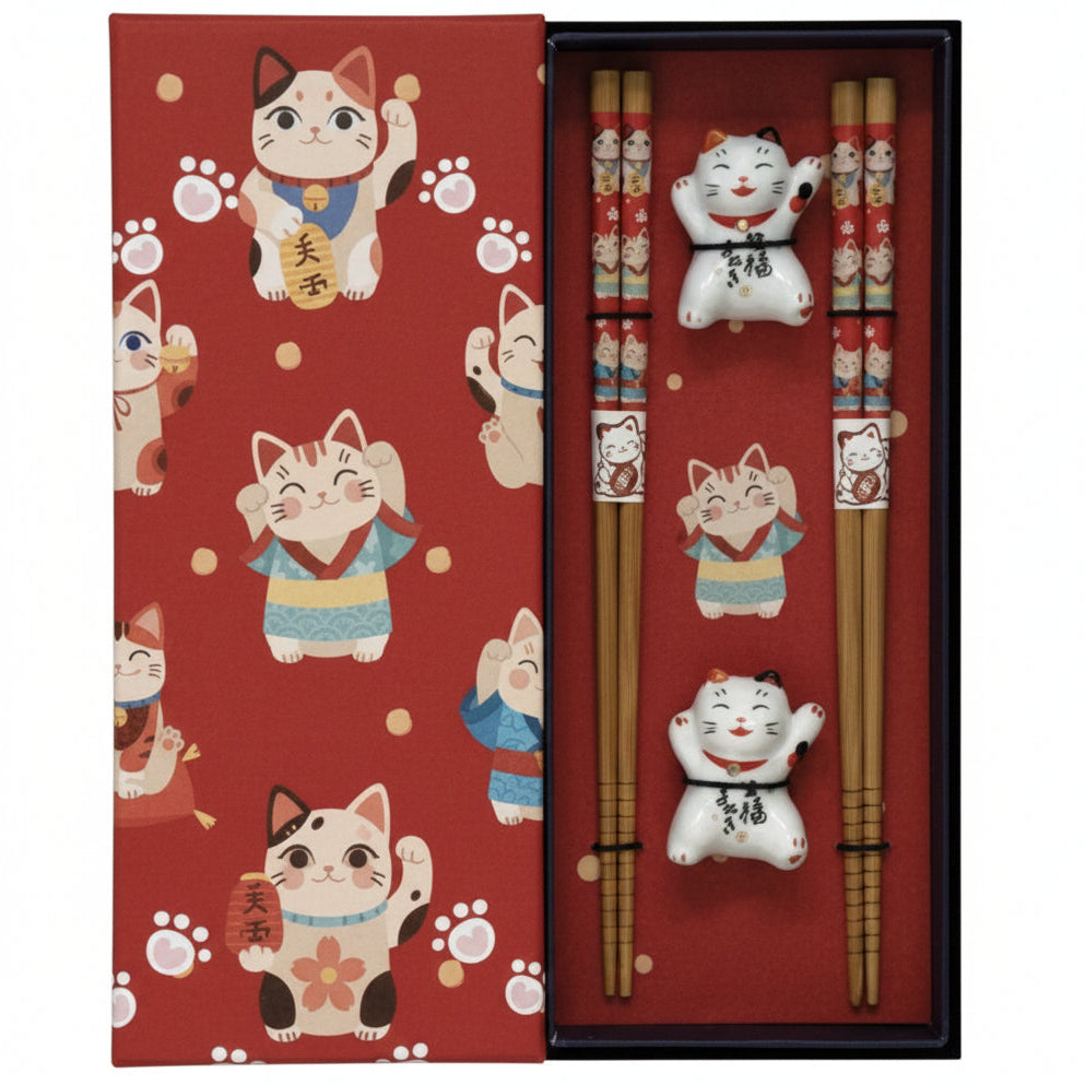 Jade Temple Chopsticks Set Maneki Neko