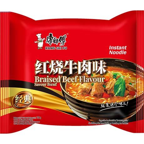 KANG SHI FU Braised Beef 106g/ KANG SHI FU sautētas liellopa gaļas nūdeles 106 g FUXING