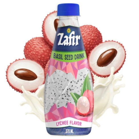Kato Zafir Lychee Basil Seed 370ml/ Kato Zafir ličī dzēriens ar bazilika sēklām 370 ml Oishii Asian Mart