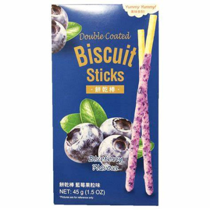 Kikudo Biscuit Sticks Blueberry Flavour 45g/ Kikudo cepumu standziņas ar melleņu garšu 45 g Oishii Asian Mart
