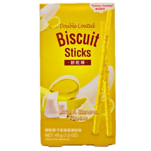 Kikudo Biscuit Sticks Milk & Banana 45g/ KIKUDO cepumu nūjiņas ar piena un banānu garšu 45 g Oishii Asian Mart