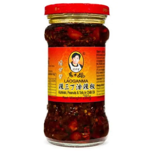 LGM Kohlrabi Peanuts & Tofu in Chilli Oil 280g/ LGM Kohlrabi, Zemesrieksti un Tofu Čili Eļļā 280g LGM