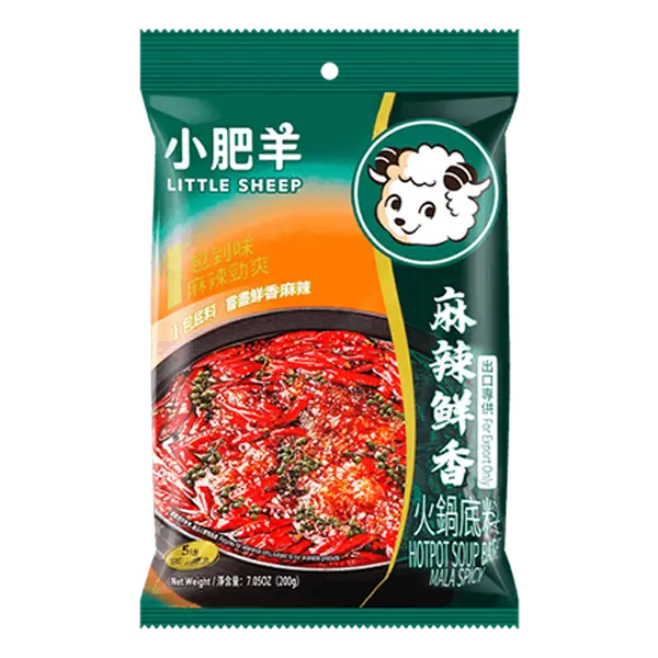Little Sheep Hotpot Soup Base - Spicy (Mala) 200g/ Hot pot zupas pamatne – pikantā (mala) 200 g - Oishii Asian Mart