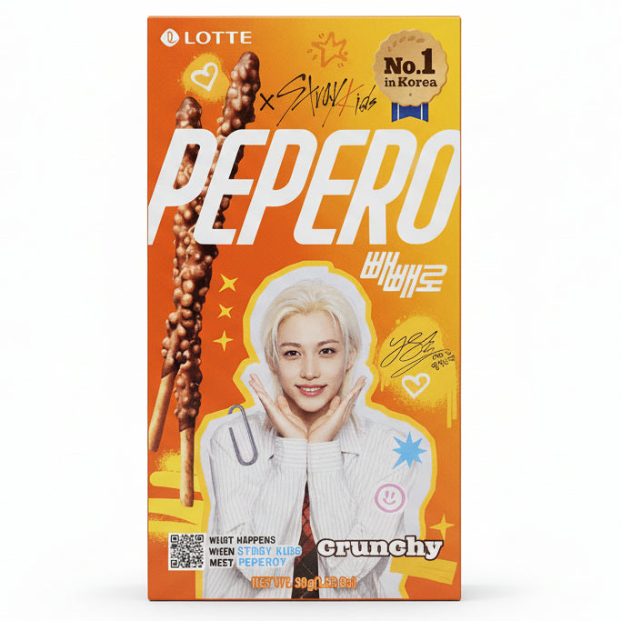 Lotte Pepero Stray Kids Crunchy 39g/ Lotte Pepero Stray Kids kraukšķīgie cepumi 39 g Lotte