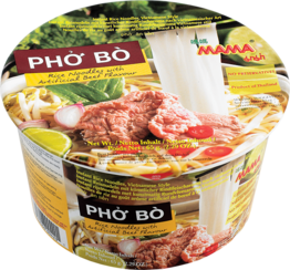 MAMA  Instant bowl rice noodles Pho Bo beef Vietnamese style 65 g/MAMA Ātri pagatavojamās rīsu nūdeles Pho Bo liellopu gaļas vjetnamiešu gaumē 65 g - Oishii Asian Mart