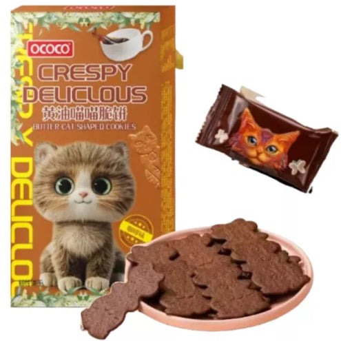 OCOCO Coffee Cat Shaped Cookie 80g/ OCOCO kaķa formas kafijas cepumi 80 g Oishii Asian Mart