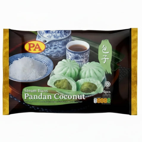 Pandan Coconut Buns 9 PCS/ Pandāna un kokosriekstu maizītes, 9 gab. Oishii Asian Mart