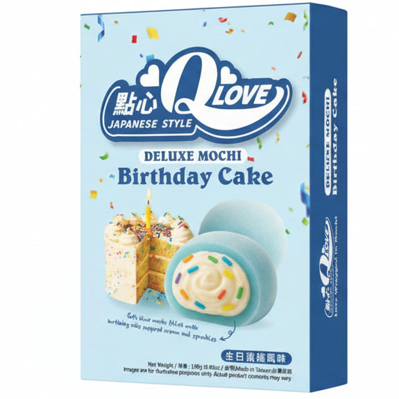 QLove Birthday Cake Deluxe Mochi 168g/ QLove “Birthday Cake” luksusa moči 168 g OKF