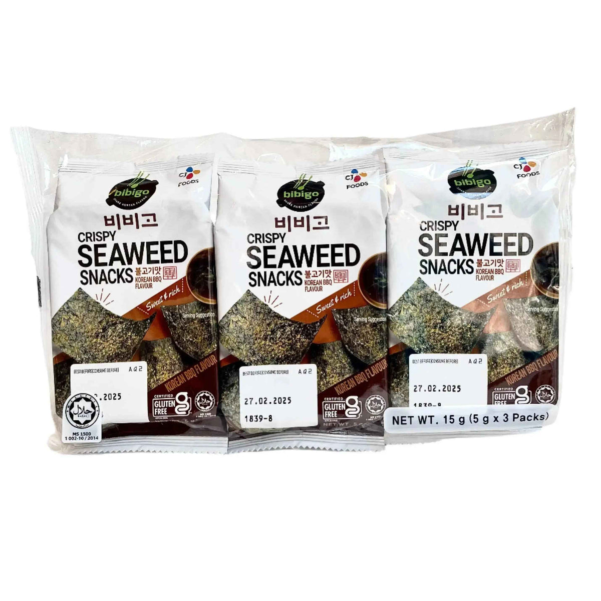 Crispy BBQ Seaweed Snack 5gx3/ Kraukšķīga BBQ jūraszāļu uzkoda 5gx3