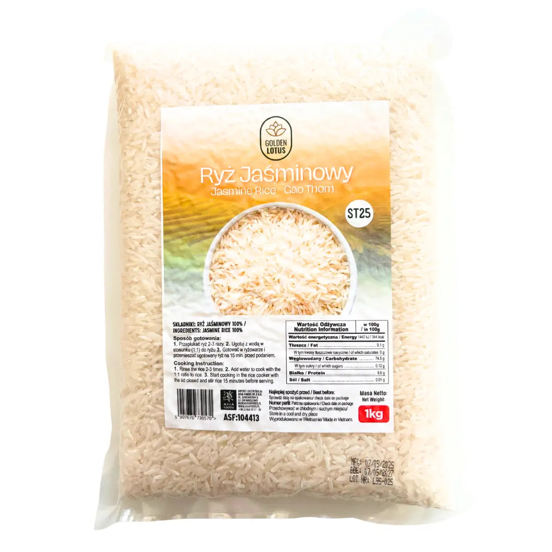 Golden Lotus Jasmine Rice ST25 1 kg/ Golden Lotus jasmīna rīsi ST25, 1 kg - Oishii Asian Mart