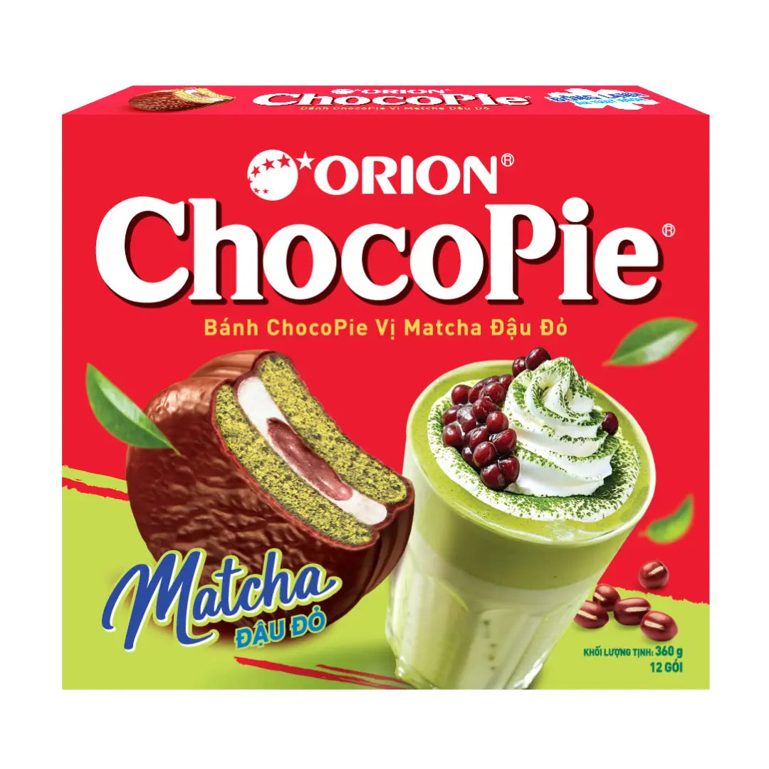 Orion Chocopie Matcha & Red bean 360g/ Ar mačhas un sarkano pupiņu garšu, 360 g - Oishii Asian Mart