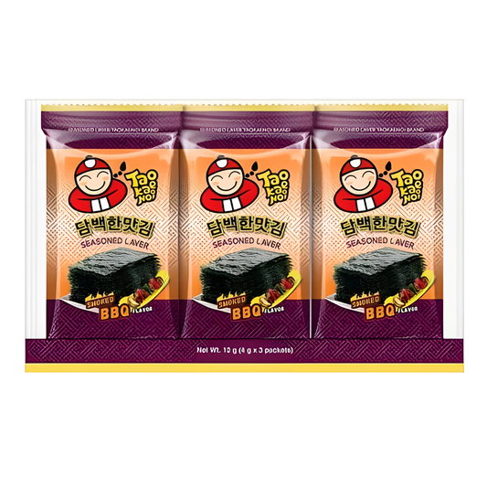 Tao Kae Noi Laver Smoked BBQ Seaweed 4g (3 pieces)/ Laveru jūraszāles ar kūpināta BBQ garšu 4g (3 gabs)