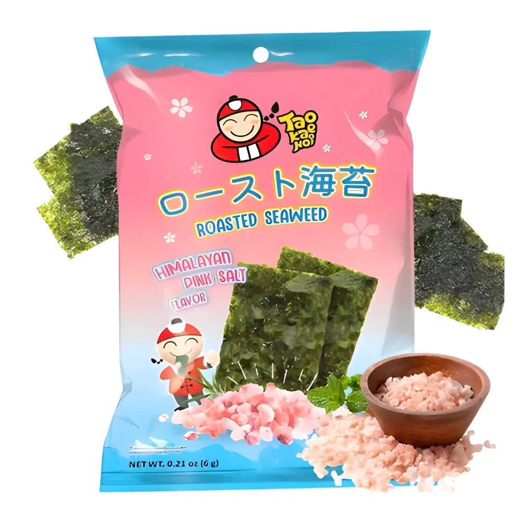 Tao Kae Noi baked seaweed with Himalayan pink salt BBQ flavor 6g/ Tao Kae Noi ceptas jūraszāles ar Himalaju rozā sāls BBQ garšu 6g - Oishii Asian Mart