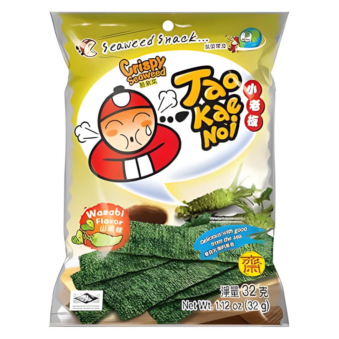 Tao Kae Noi Wasabi Seaweed Snack 32g/ Tao Kae Noi jūraszāļu uzkoda ar vasabi 32g