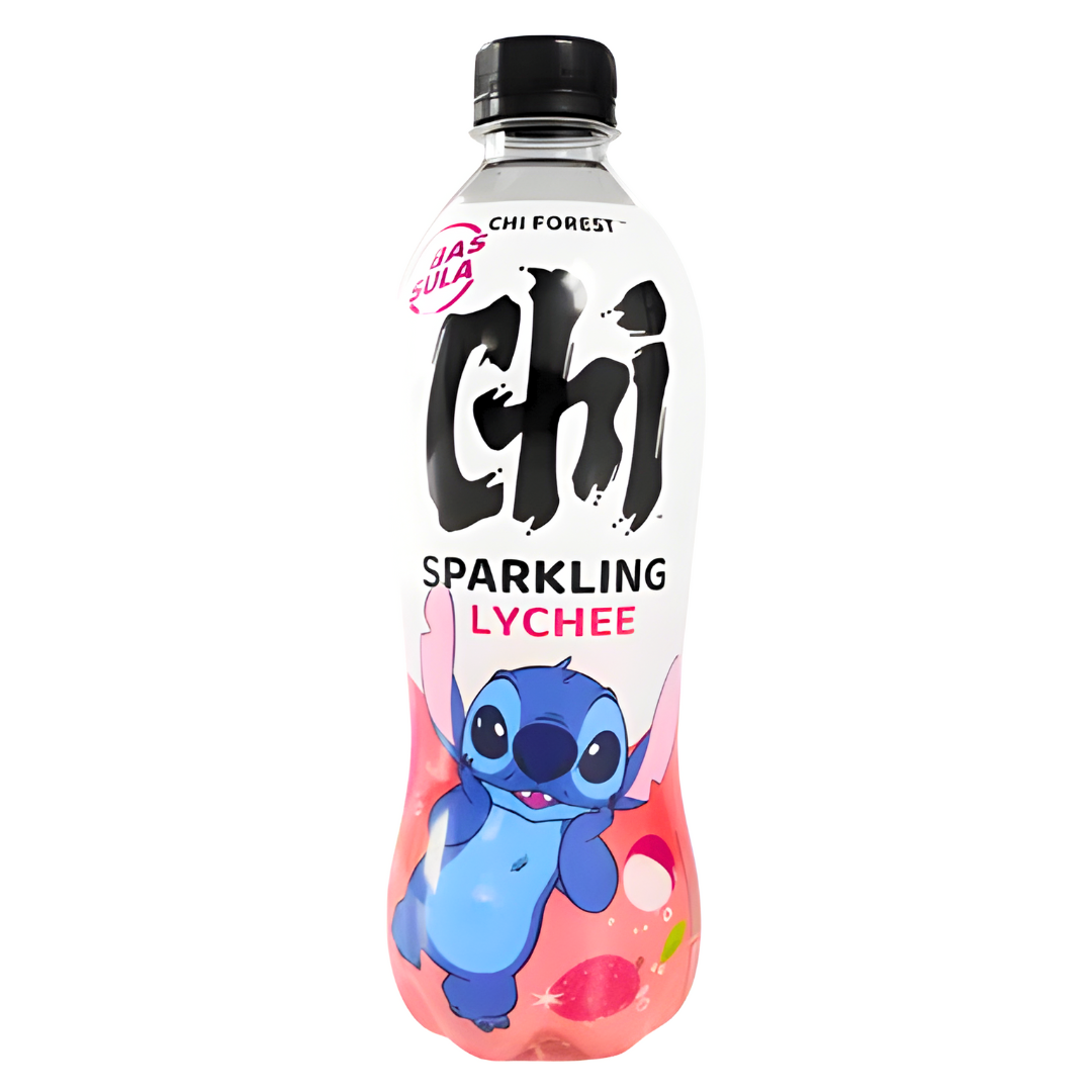 Chi Forest Lilo & Stitch Lychee Fizzy Sparkling Drink 480ml/ Ličī gāzēts dzēriens 480ml - Oishii Asian Mart