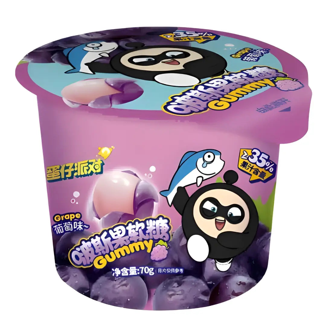 Haoliyuan Egg Party Grape Peel Gummies 70g/ Haoliyuan Egg Party vīnogu mizas želejas 70g - Oishii Asian Mart