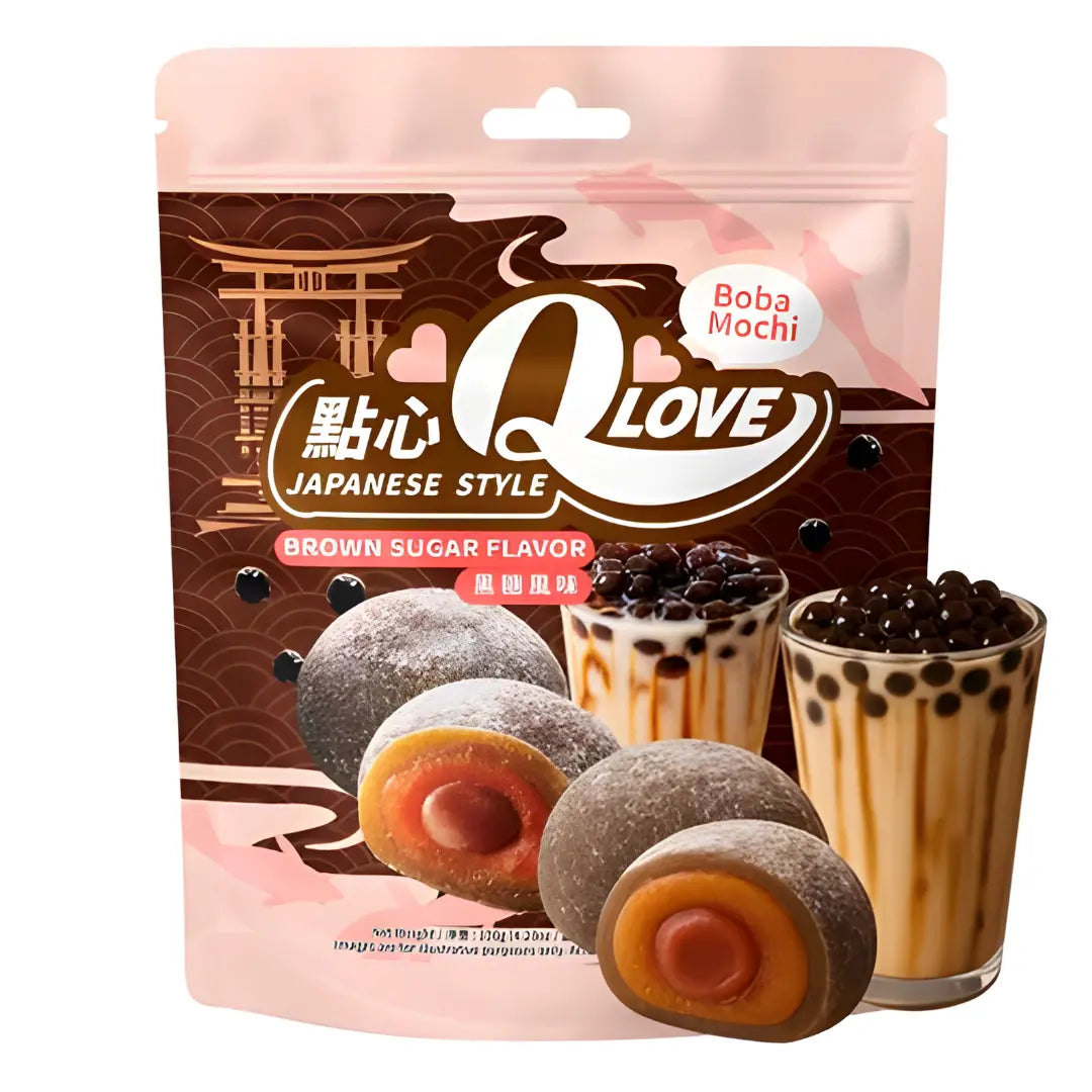 QLove Boba Brown Sugar Mochi 120g/ QLove Boba brūnā cukura moči 120g - Oishii Asian Mart