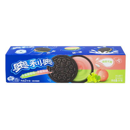 Oreo Grape & Peach Creme 97g/ Oreo cepumi ar vīnogu un persiku krēma pildījumu 97 g Oreo