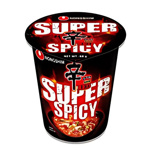 Nongshim 68g Shin Red Super Spicy Cup Noodle/ Nongshim 68g Shin Sarkanās Super Asās Nūdeles Trauciņā - Oishii Asian Mart