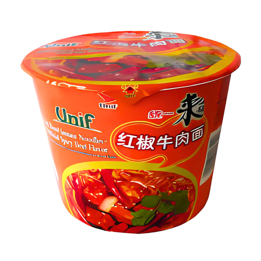 UNIF Instant Cup Noodles Roasted Beef Flavor 110g/ UNIF Ātrās nūdeles krūzītē ar ceptas liellopa gaļas garšu 110g