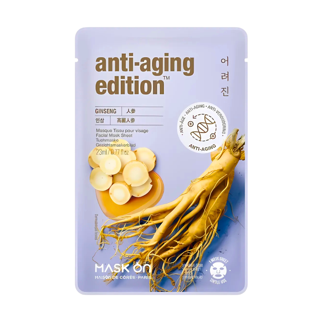 Facial Mask Sheet with Ginseng Anti-aging/ Sejas maska ​​ar žeņšeņu pret novecošanos