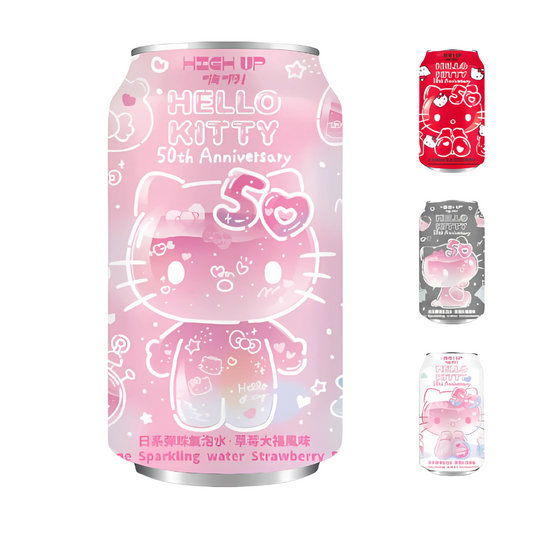 High Up Ramune Hello Kitty Zemenu Gāzētais Ūdens 330 ml (Taivāna) Oishii Asian Mart