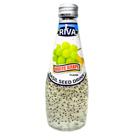 Riva Baziliku Sēklu Dzēriens Baltā Vīnogu Garšā 290 ml (Taizeme) Riva