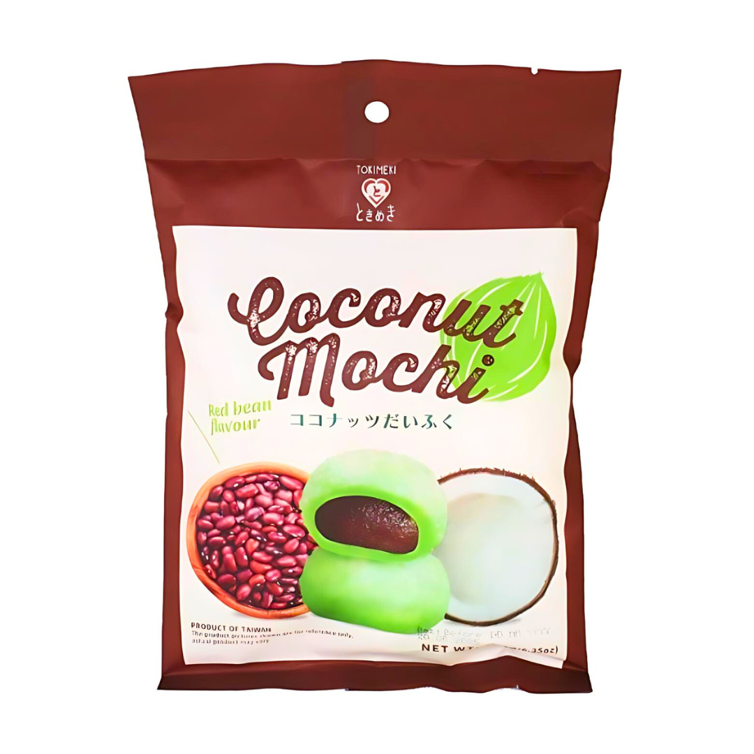 Tokimeki Red Bean Mochi with Coconut Pandan/ Tokimeki sarkano pupiņu moči ar kokosriekstu pandānu