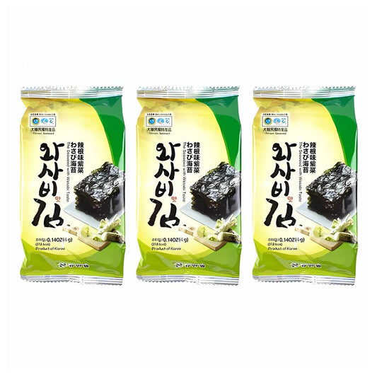 Humanwell Seaweed Wasabi 12g (3gab)	Humanwell jūraszāles ar vasabi 12g (3 gab.) - Oishii Asian Mart