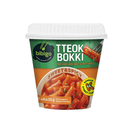 Bibigo rīsu kūkas saldi pikantajā mērcē kausiņā Teokbokki 125 g (KOREJA) BIBIGO
