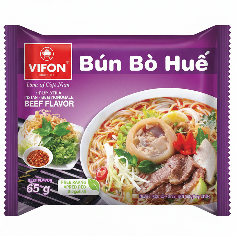 Vifon Rice Vermicelli Beef Noodle 65g / Vifon rīsu vermicelli nūdeles ar liellopa gaļas garšu 65g