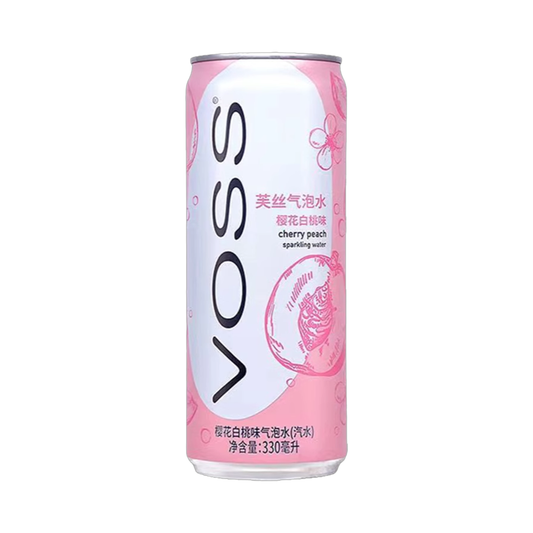 Voss Cherry Peach Sparkling Drink 330ml/ Voss Ķiršu–Persiku Gāzēts Dzēriens 330 ml OKF