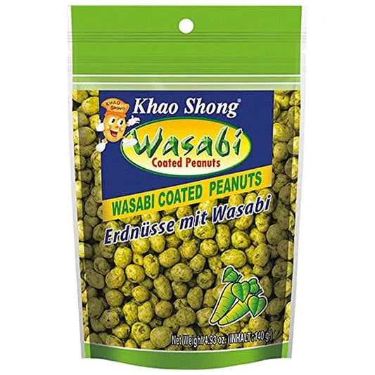 Khao Shong Wasabi Coated Peanuts 140g/ Khao Shong zemesrieksti wasabi glazūrā 140 g Khao Shong