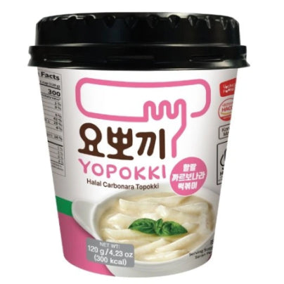 YOPOKKI Halal Carbonara Rice Cake Cup 120g/ YOPOKKI halal karbonāras rīsu kūka krūzītē 120g Pink Rocket