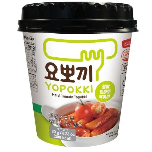 YOPOKKI Halal Tomato Rice cake Cup 120g/ YOPOKKI Halal tomātu rīsu kūka krūzītē 120g (Koreja)