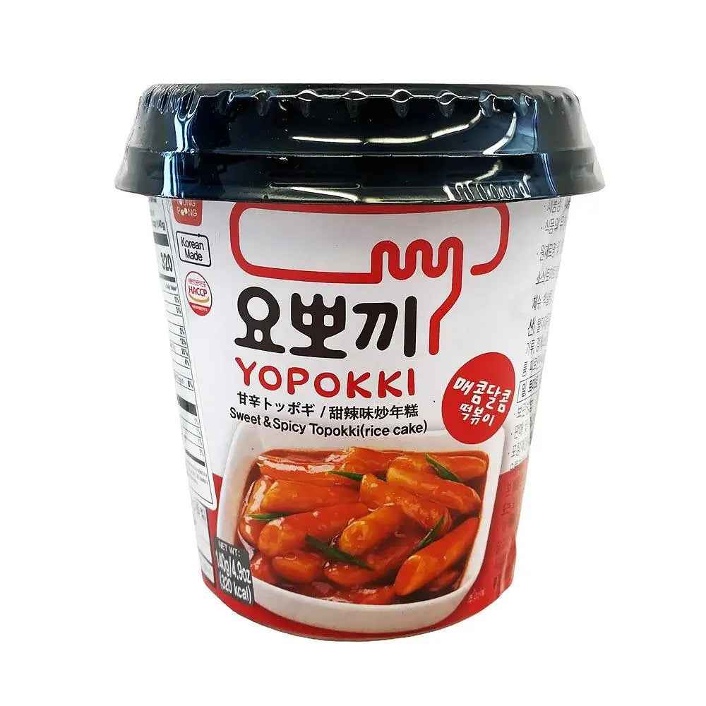 YOPOKKI Sweet & Spicy Rice cake Cup 140g/ YOPOKKI saldā un pikantā rīsu kūka krūzītē 140g (Koreja)