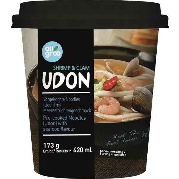 ALLGROO KR Udon cup noodles seafood 173g/ ALLGROO KR Udon kausā nūdeles ar jūras veltēm 173g