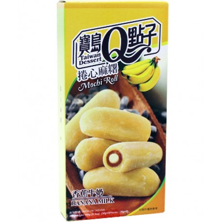 Q Banana Milk Mochi Roll/ Q zīmola Mochi Roll Banana